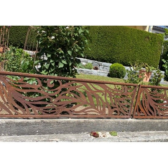 Sichtschutzwände und Paravents Edelrost Sichtschutzwand - fedrig - Variante B  - Höhe 202 cm Rost-Metall Sichtschutzwand "fedrig