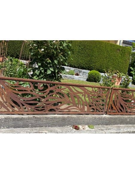 Sichtschutzwände und Paravents Edelrost Sichtschutzwand - fedrig - Variante B  - Höhe 202 cm Rost-Metall Sichtschutzwand "fedrig