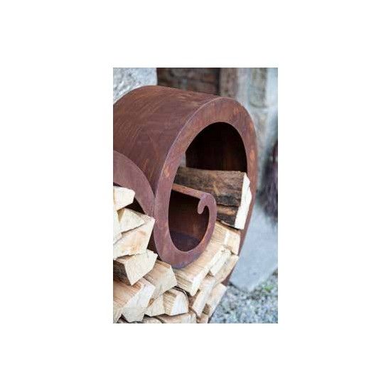 Start großes Herz Curl Kaminholzregal - XL Holzregal in Herzform 119 cm breit In dieses rostige Holzregal Herz mit Curl kannst D