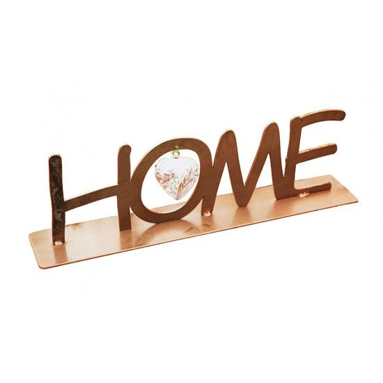 Schriftzug - Home, aus Edelrost inklusive Glasherz, Länge 63 cm