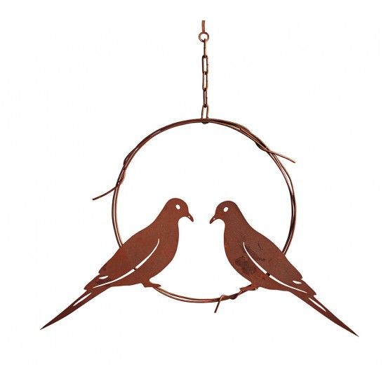 Rost Deko, Vogelpaar im Ring, zum Hängen, Breite 51 cm