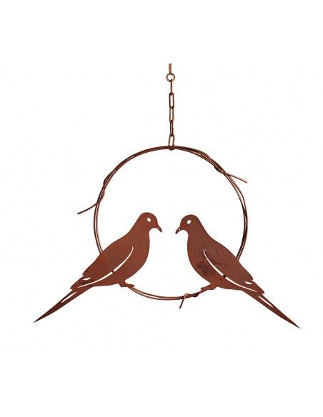 Rost Deko, Vogelpaar im Ring, zum Hängen, Breite 51 cm