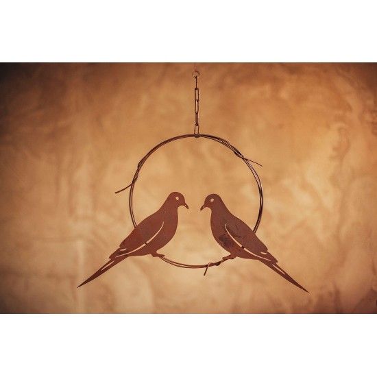 Rost Deko, Vogelpaar im Ring, zum Hängen, Breite 51 cm