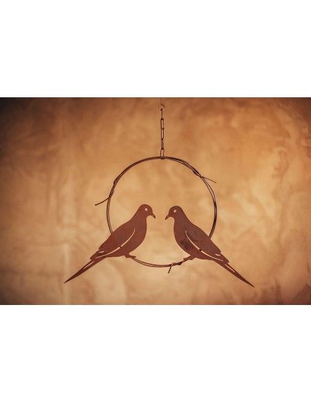 Rost Deko, Vogelpaar im Ring, zum Hängen, Breite 51 cm
