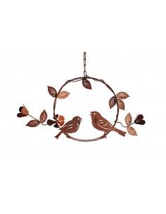 Deko Spatzenpaar im Ring - zum Hängen - Breite 52 cm