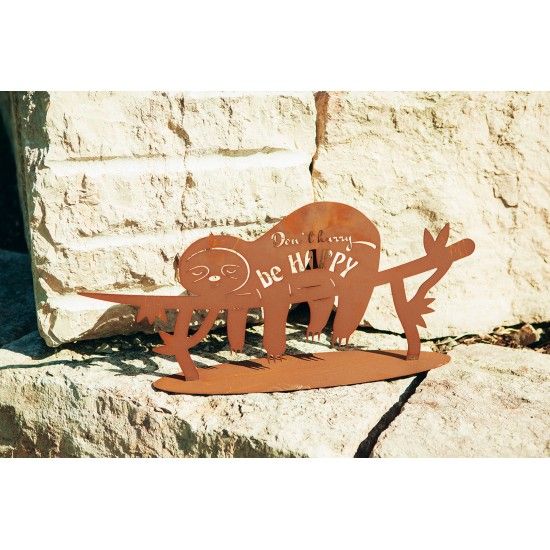 Metall Deko - Faultier Happy - mit Spruch, Länge 68 cm