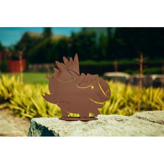 Metall Glücksschwein Gustav - mit Flügeln - Höhe 33 cm