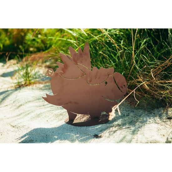 Metall Glücksschwein Gustav - mit Flügeln - Höhe 33 cm