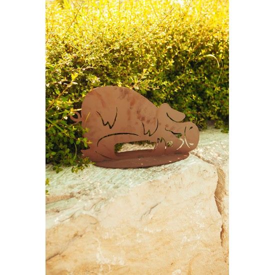 Betrunkenes Deko Schwein - aus Metall, Breite 38 cm