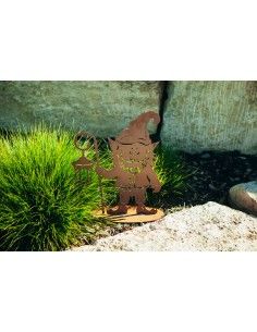 Deko Gartenwichtel - Tomte mit Laterne, aus Edelrost, Höhe 43 cm 2
