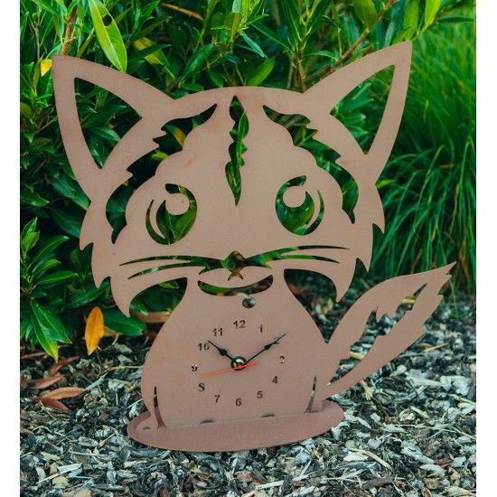 Lustige Metall Katzenuhr, Höhe 51,5 cm