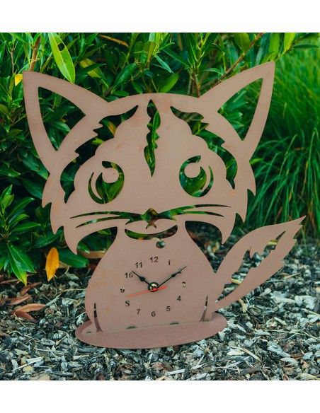 Lustige Metall Katzenuhr, Höhe 51,5 cm