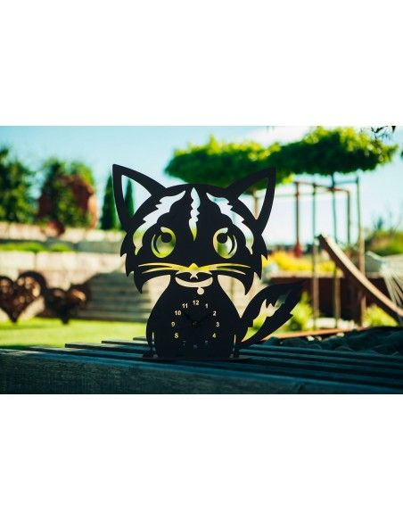 Lustige Metall Katzenuhr, Höhe 51,5 cm