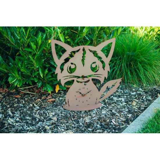 Lustige Metall Katzenuhr, Höhe 51,5 cm