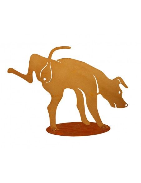 Deko Hund macht Geschäft - aus Metall, Breite 73 cm