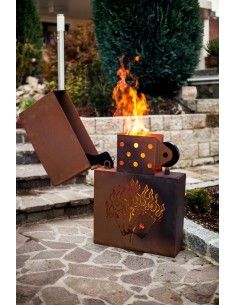 Motiv Feuerkörbe Feuerkorb Kartenspiel-Feuerzeug, Zippo, Rost - Höhe 85 cm - Breite 60 cm - Tiefe 18 cm Höhe 85 cm 
Breite 60 cm
