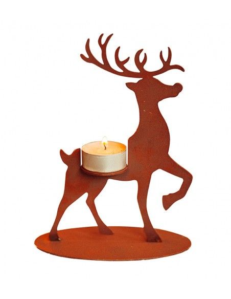 Teelichthalter aus Metall - Kleines Rentier, Höhe 19 cm