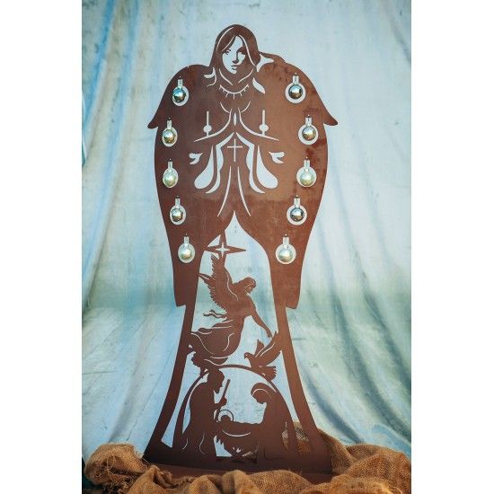 Edelrost Engel der heiligen Nacht - für Christbaumkugeln, Höhe 119 cm