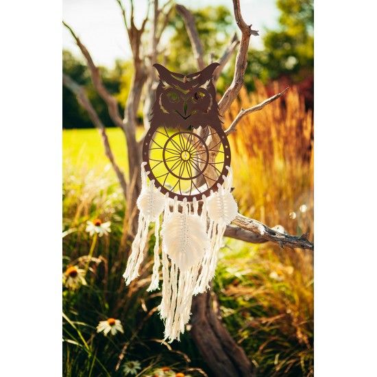 Eulen Traumfänger - aus Edelrost, Höhe 30 cm