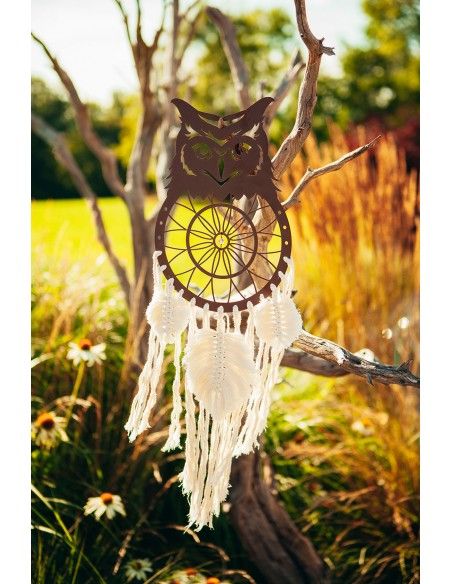 Eulen Traumfänger - aus Edelrost, Höhe 30 cm