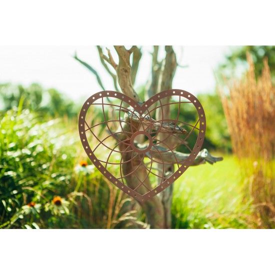 Herz Traumfänger - aus Edelrost, Höhe 31,5 cm