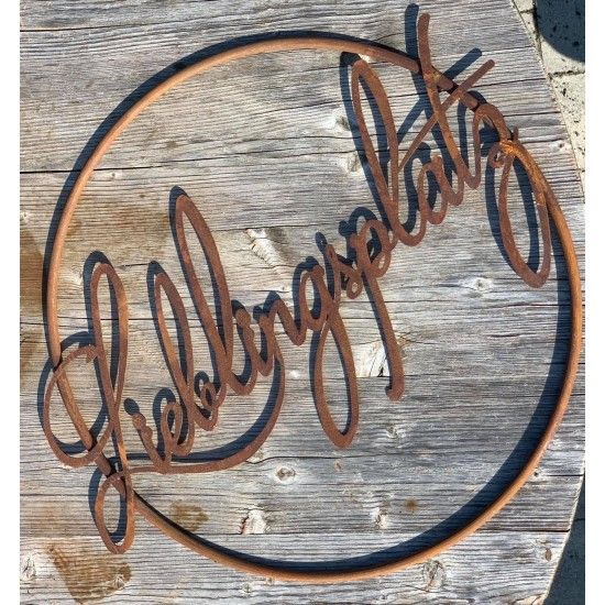 Lieblingsplatz Schilder und Schriftzug Edelrost Schriftzug - Lieblingsplatz - im Ring aus Metall, Ø 40 cm Edelrost Schriftzug "L