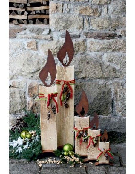 Flammen Edelrost ?? Blech DEKO Weihnachten 2er Set Baumstamm  :o 