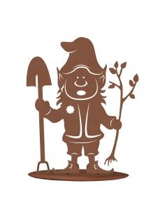 Deko Gartenwichtel - Bertram mit Spaten, aus Edelrost, Höhe 42 cm