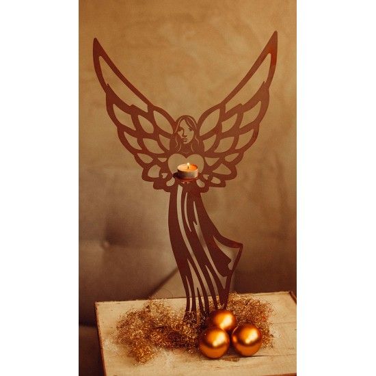 Metall Weihnachtsengel als Teelichthalter - Höhe 57,5 cm