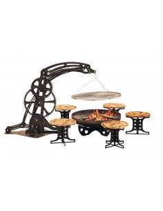 Grillstelle im Industrie Design Grillplatz Set inkl. Feuerstelle im Industrie Look Grillaufhängung: Höhe 145 cm, Breite 75 cm, L