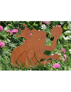 Gartenteich Edelrost Froschkönig Beetstecker, Höhe 23 cm Gesamtlänge inkl. Erdspieß 23 cm 2