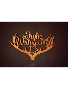 Deko Geweih mit Schriftzug - Frohe Weihnachten - Metall, Länge 44,5 cm 2
