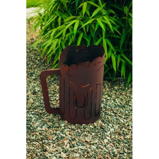 Metall Bierkrug als Feuerkorb, Höhe 65,5 cm