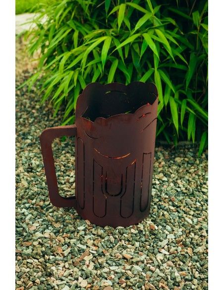 Metall Bierkrug als Feuerkorb, Höhe 65,5 cm