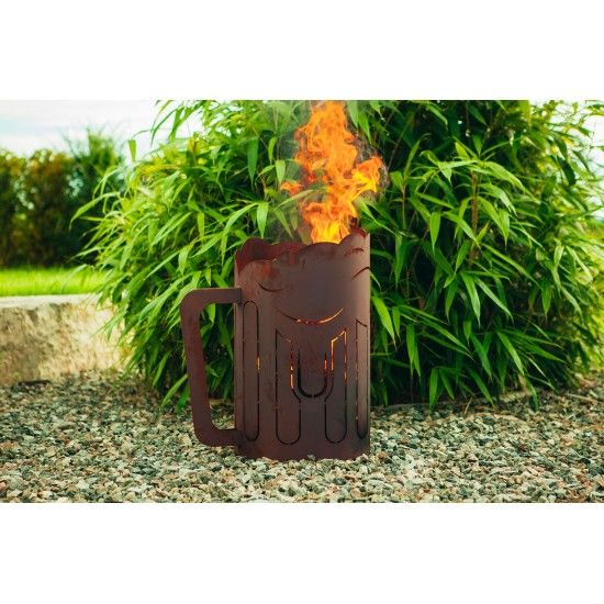 Metall Bierkrug als Feuerkorb, Höhe 65,5 cm