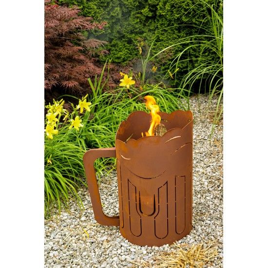 Metall Bierkrug als Feuerkorb, Höhe 65,5 cm
