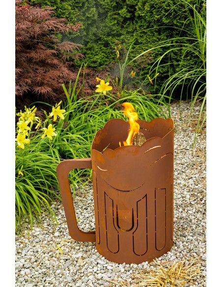 Metall Bierkrug als Feuerkorb, Höhe 65,5 cm