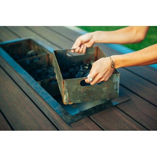 Metall Grilltisch mit Bambusholz kombiniert - Länge 200 cm