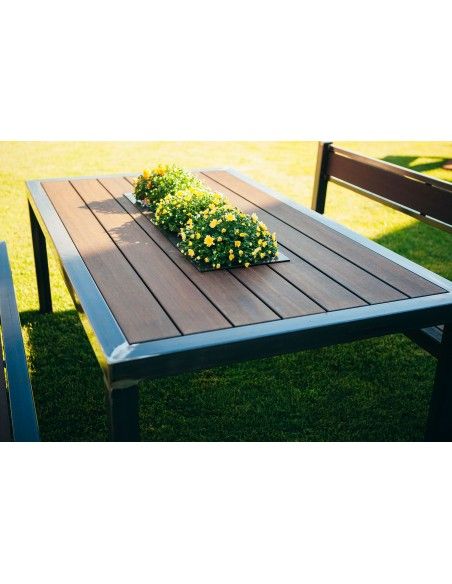 Metall Grilltisch mit Bambusholz kombiniert - Länge 200 cm