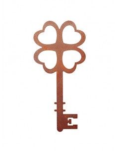 Deko Schlüssel aus Metall - Kleeblatt, Höhe 18 cm