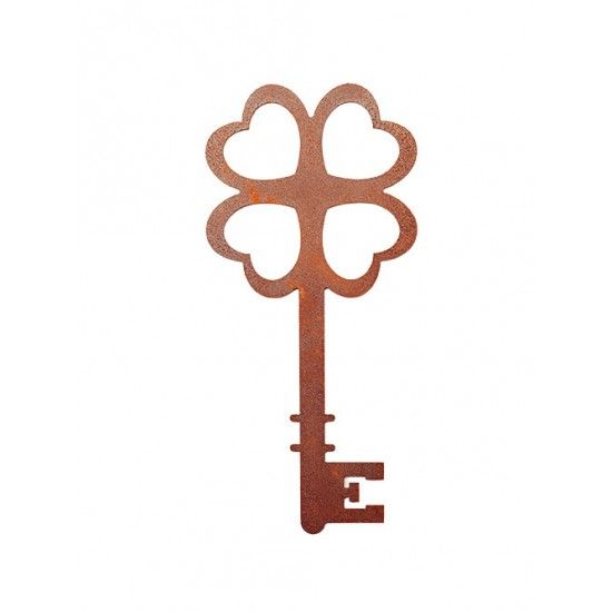 Deko Schlüssel aus Metall - Kleeblatt - Höhe 18 cm