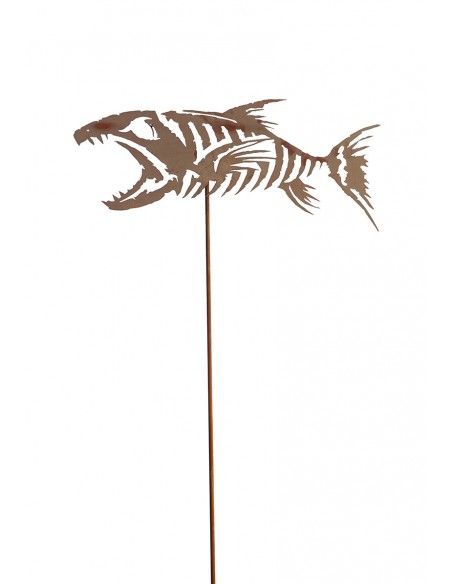 Skelettfisch Gartenstecker - Breite 42 cm