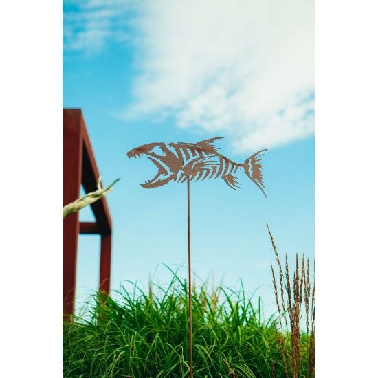 Skelettfisch Gartenstecker - Breite 42 cm