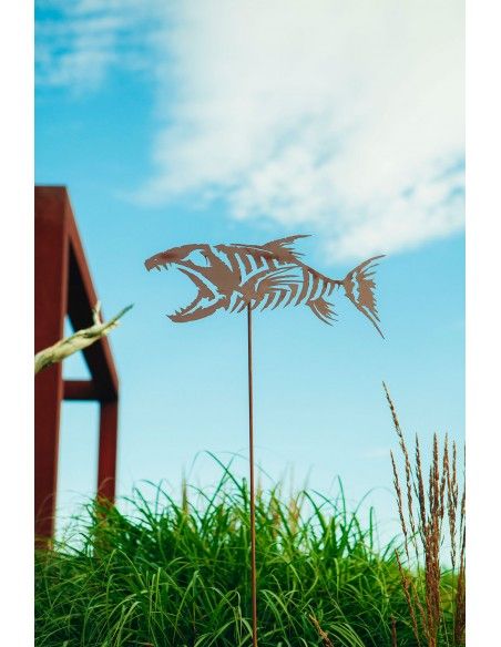 Skelettfisch Gartenstecker - Breite 42 cm