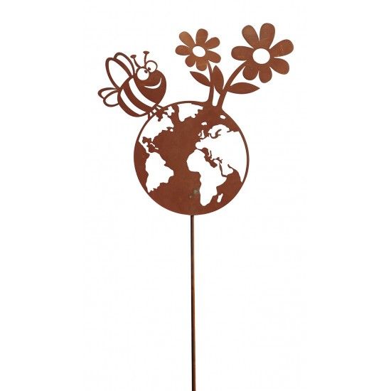Metall Gartenstecker - Happy Planet kein Cortenstahl
