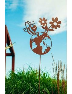 Metall Gartenstecker - Happy Planet kein Cortenstahl 2