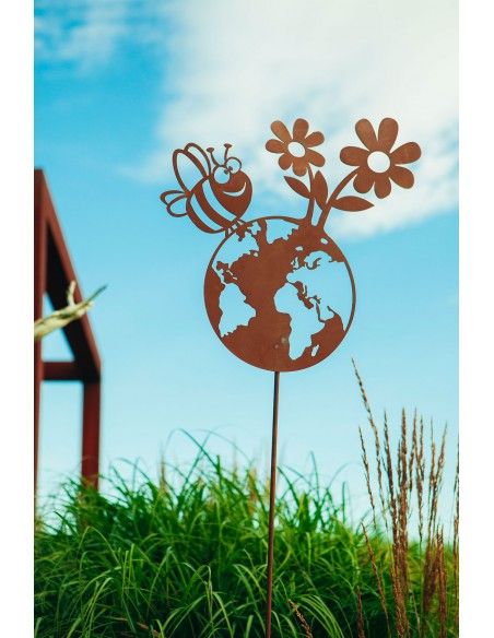 Metall Gartenstecker - Happy Planet - Höhe 47 cm