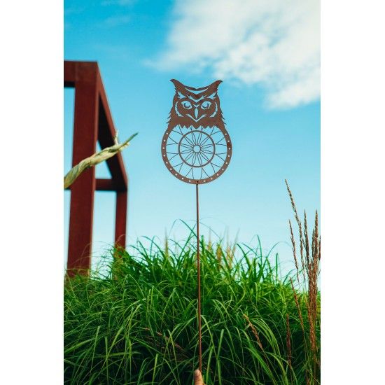 Metall Gartenstecker - Traumfänger Eule - Gesamthöhe 130 cm