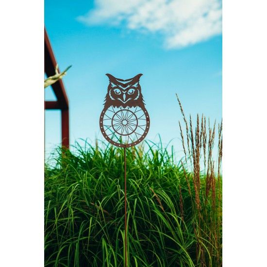 Metall Gartenstecker - Traumfänger Eule - Gesamthöhe 130 cm