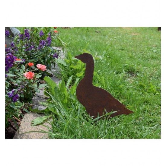 Bauernhoftiere Bauernhof Tier Gans seitlich stehend, mittelgroß, 22 cm hoch, 18 cm lang Die Gans aus Edelrost steht seitlich, be